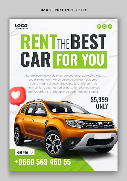 Vector car rent flyer template design