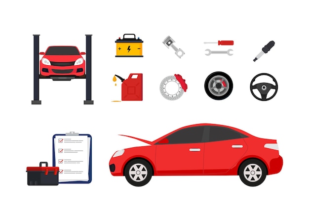 Car Service Set Vector Icons stock illustration