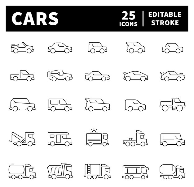 Car vector icons collection