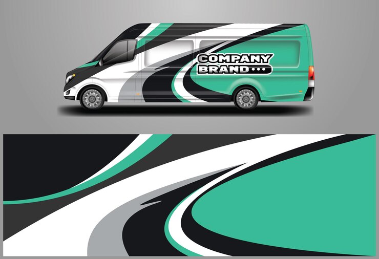 Car Wrap Van Design Diseños de fondo gráfico vectorial para vehículos y carga de la empresa.