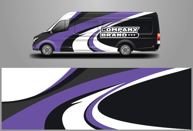 Car Wrap Van Design Diseños de fondo gráfico vectorial para vehículos y carga de la empresa.