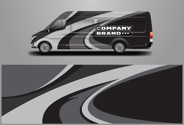 Car Wrap Van Design Diseños de fondo gráfico vectorial para vehículos y carga de la empresa.