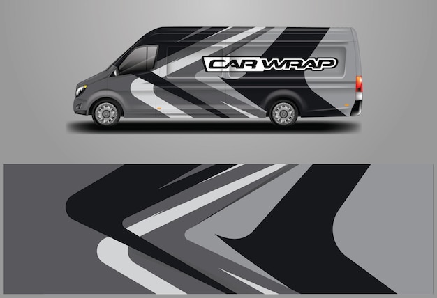 Car wrap van design diseños de fondo gráfico vectorial para vehículos y carga de la empresa.