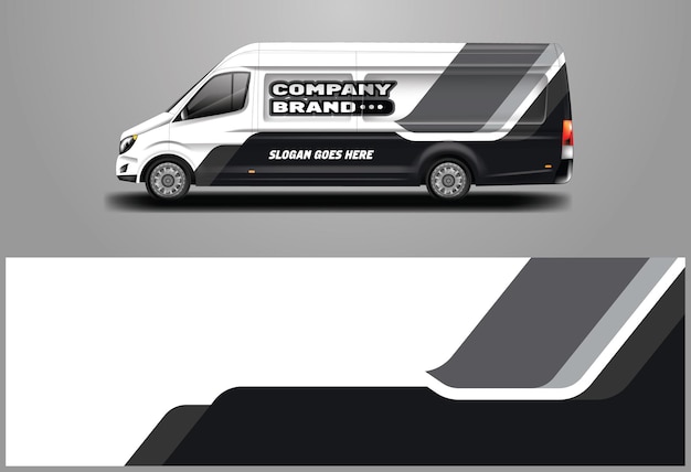 Car Wrap Van Design Diseños de fondo gráfico vectorial para vehículos y carga de la empresa.