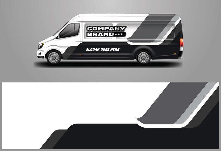 Car Wrap Van Design Diseños de fondo gráfico vectorial para vehículos y carga de la empresa.