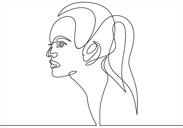 Cara abstracta dibujo de una línea Retrato de una mujer