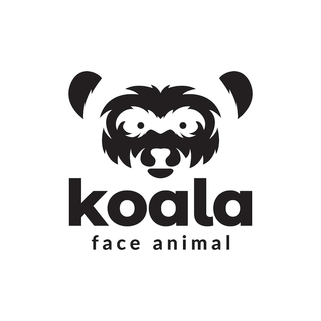 Cara aislada koala negro diseño de logotipo vector gráfico símbolo icono ilustración idea creativa