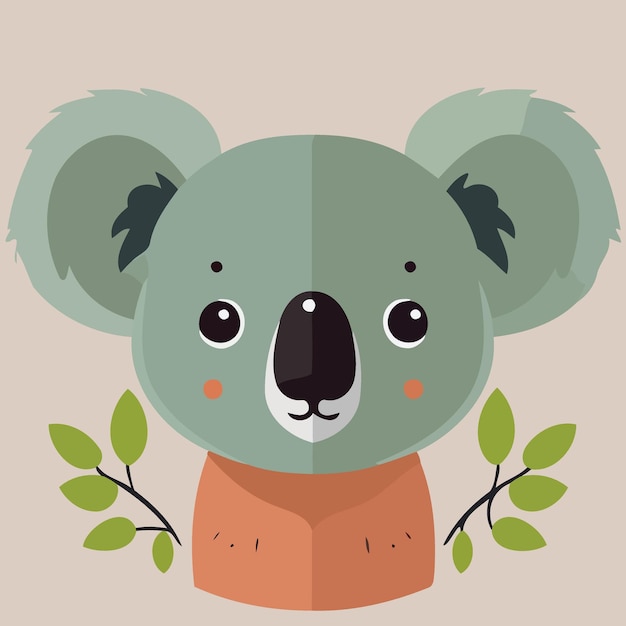 Vector cara de animal mamífero herbívoro koala común