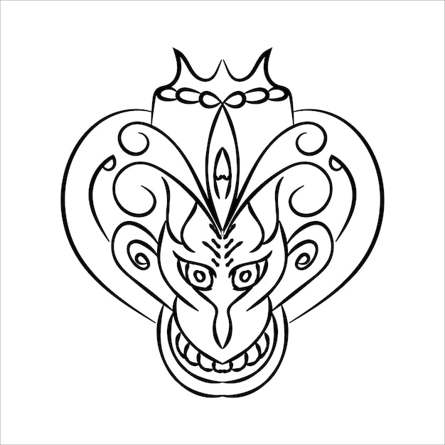 Cara de arte de línea de monstruo