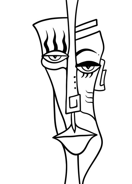 Una cara en el arte de la línea vectorial con un estilo abstracto