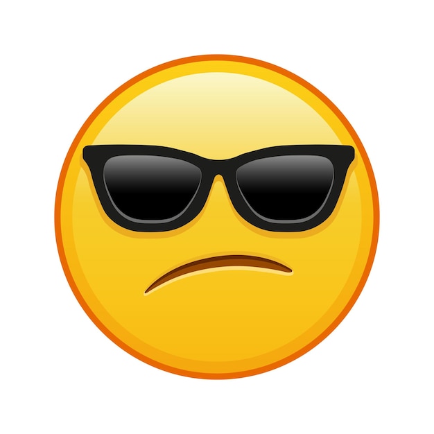 Cara avergonzada con gafas de sol Gran tamaño de emoji amarillo sonrisa