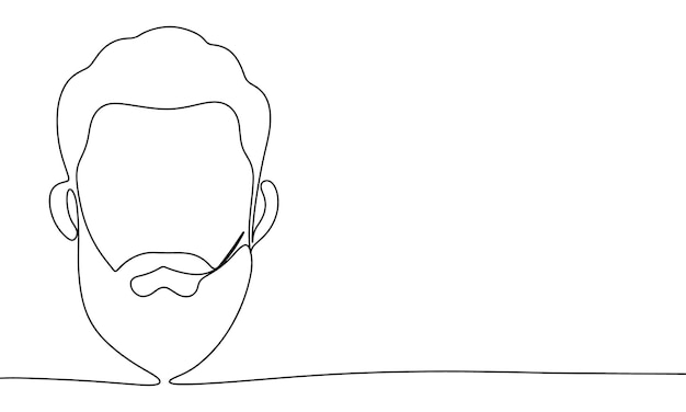 Cara con barba una línea continua Cara con barba arte de línea de vector dibujado a mano