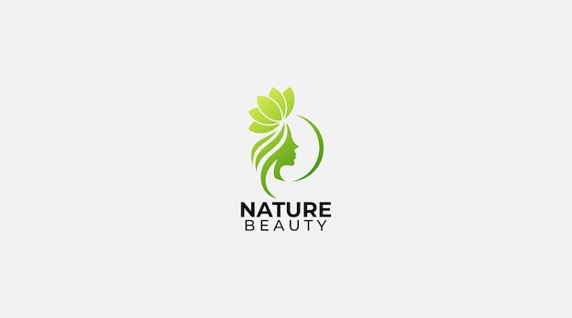 Cara de belleza de mujer en diseño de logotipo de estilo natural