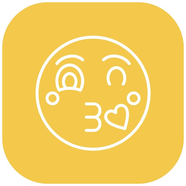 Cara de beso con ojos sonrientes Estilo de ilustración vectorial