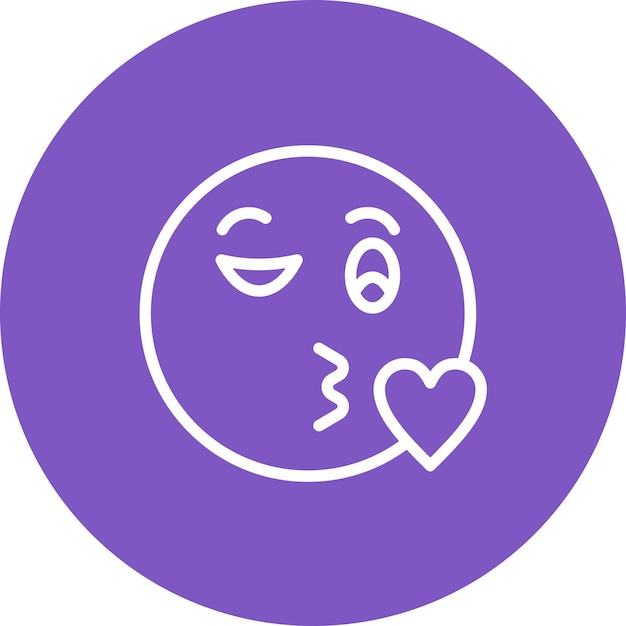 Cara de beso con ojos sonrientes Ilustración vectorial del icono de Emoji