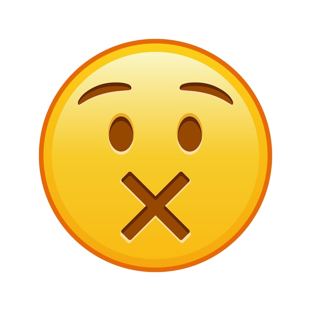 Cara con boca tachada Gran tamaño de sonrisa emoji amarilla