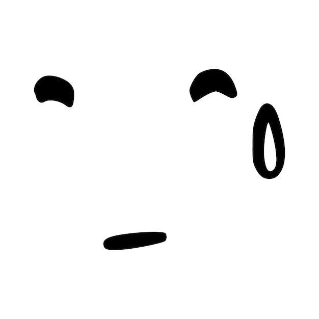 Cara bonita de Kawai, ojos y boca de estilo mangaste, emoticon japonés de dibujos animados divertidos