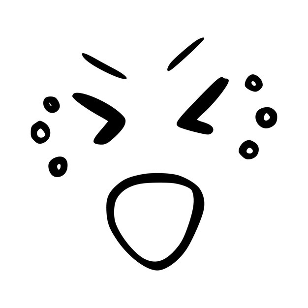 Cara bonita de Kawai, ojos y boca de estilo mangaste, emoticon japonés de dibujos animados divertidos