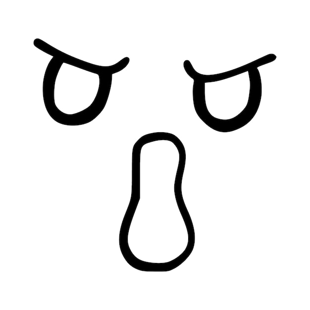 Cara bonita de Kawai, ojos y boca de estilo mangaste, emoticon japonés de dibujos animados divertidos