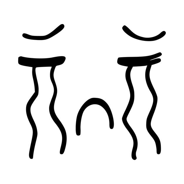 Cara bonita de Kawai, ojos y boca de estilo mangaste, emoticon japonés de dibujos animados divertidos