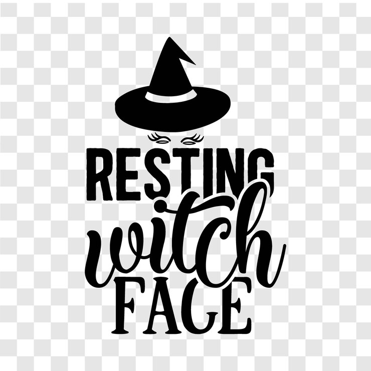 Cara de bruja en reposo Diseño tipográfico gracioso de bruja de Halloween