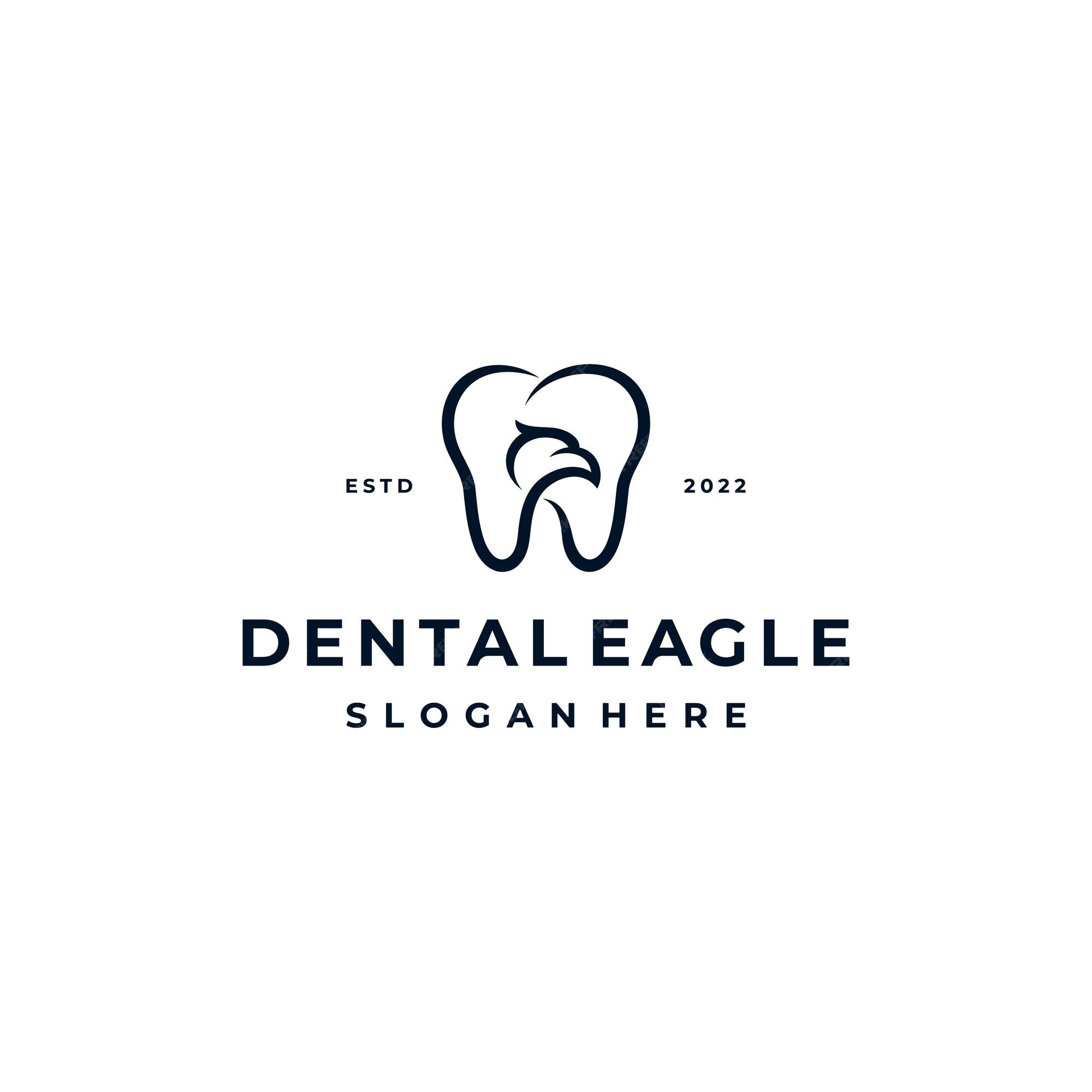 Cara de cabeza de águila con inspiración de diseño de logotipo de dientes  dentales | Vector Premium