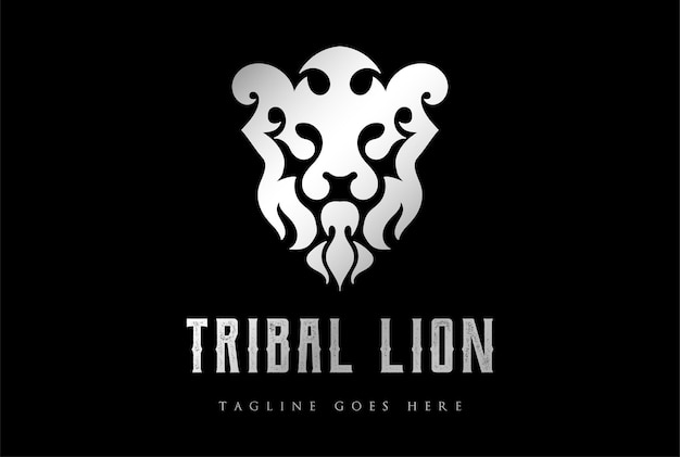 Cara de cabeza de león de llama de fuego tribal para vector de diseño de logotipo de tatuaje