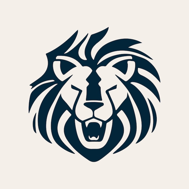 Vector cara de cabeza de león logotipo silueta icona negra tatuaje mascota del rey león dibujado a mano silueta animal