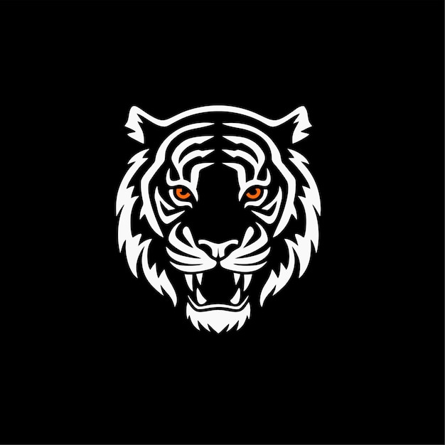 Cara de cabeza de tigre vectorial para plantilla de etiqueta de emblema de logotipo retro y elemento de diseño vintage de camiseta