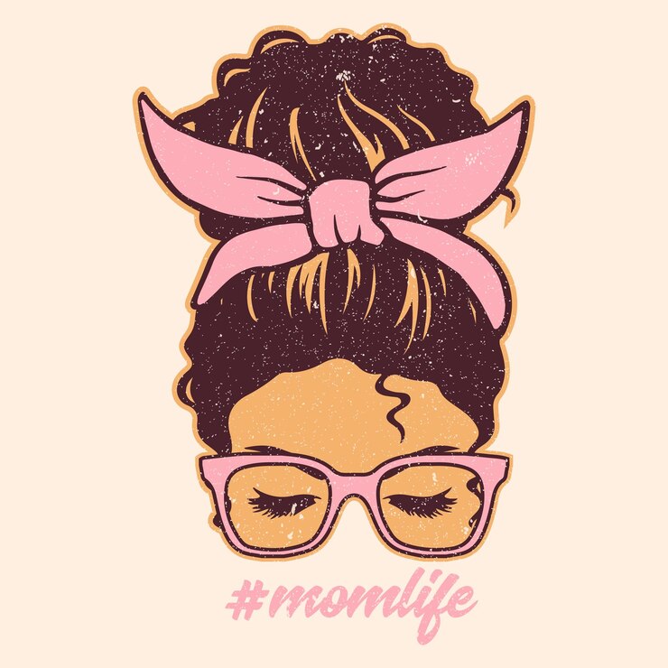 La cara de la chica con el pelo bandana momlife Diseño gráfico