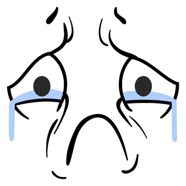Cara cómica llorando con los ojos llenos de lágrimas Expresión triste