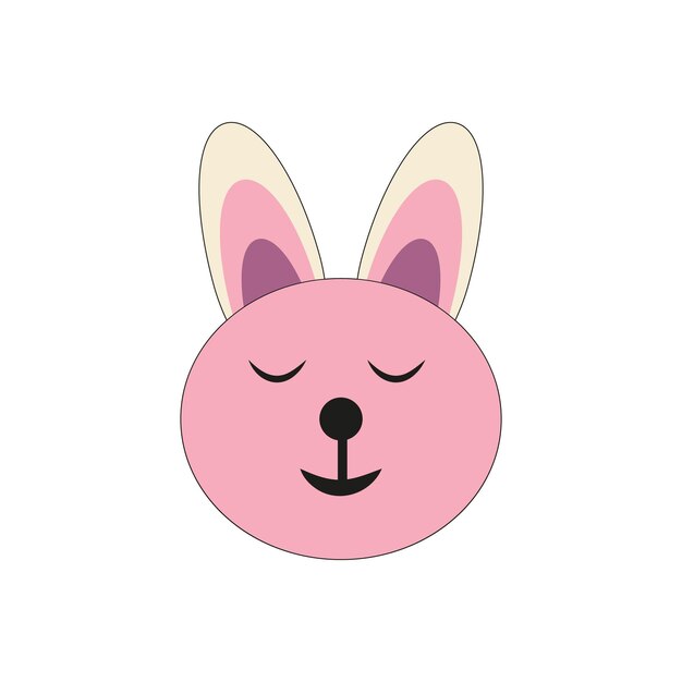 Una cara de conejito de dibujos animados con una cara rosada y los ojos cerrados.