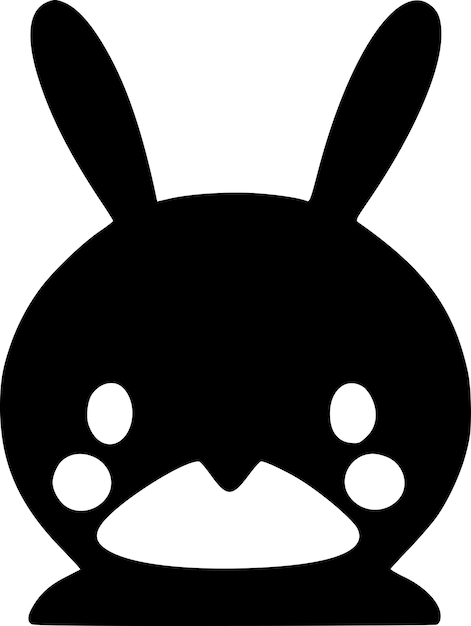 Cara de conejo Ilustración vectorial de icono aislado en blanco y negro