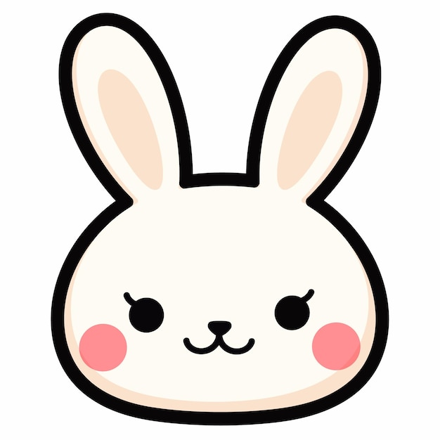 Una cara de conejo lindo con un simple icono plano diseñar una ilustración vectorial en un fondo blanco
