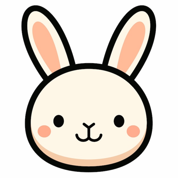 Una cara de conejo lindo con un simple icono plano diseñar una ilustración vectorial en un fondo blanco