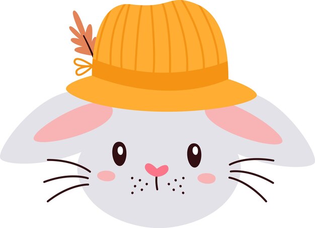 Vector cara de conejo con sombrero