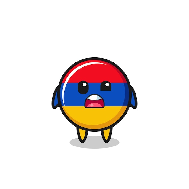 La cara conmocionada del lindo diseño lindo de la mascota de la bandera de armenia