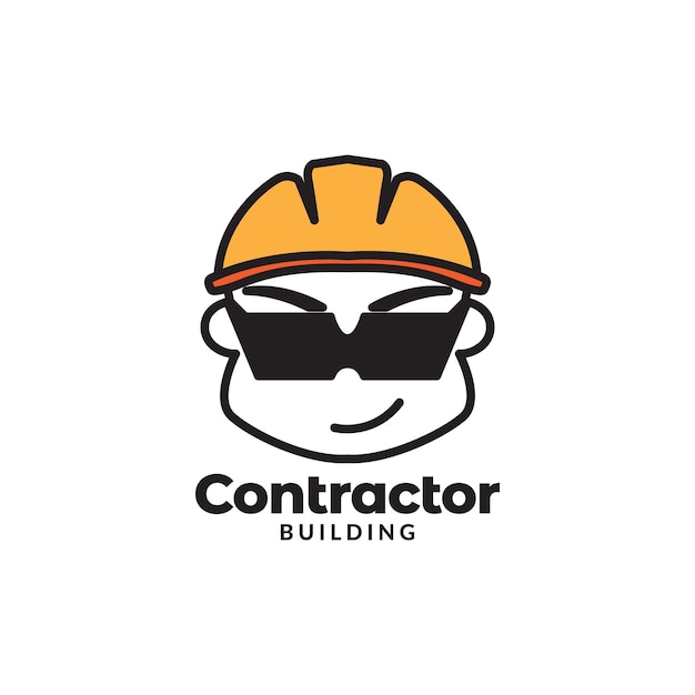 Cara cool hombre contratista logotipo diseño vector gráfico símbolo icono signo ilustración idea creativa