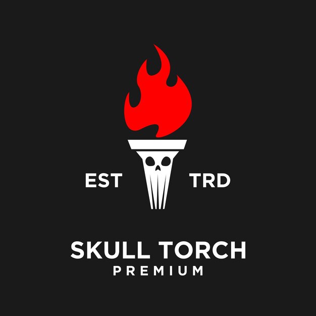 Cara del cráneo de la antorcha Ilustración del diseño del icono del logotipo