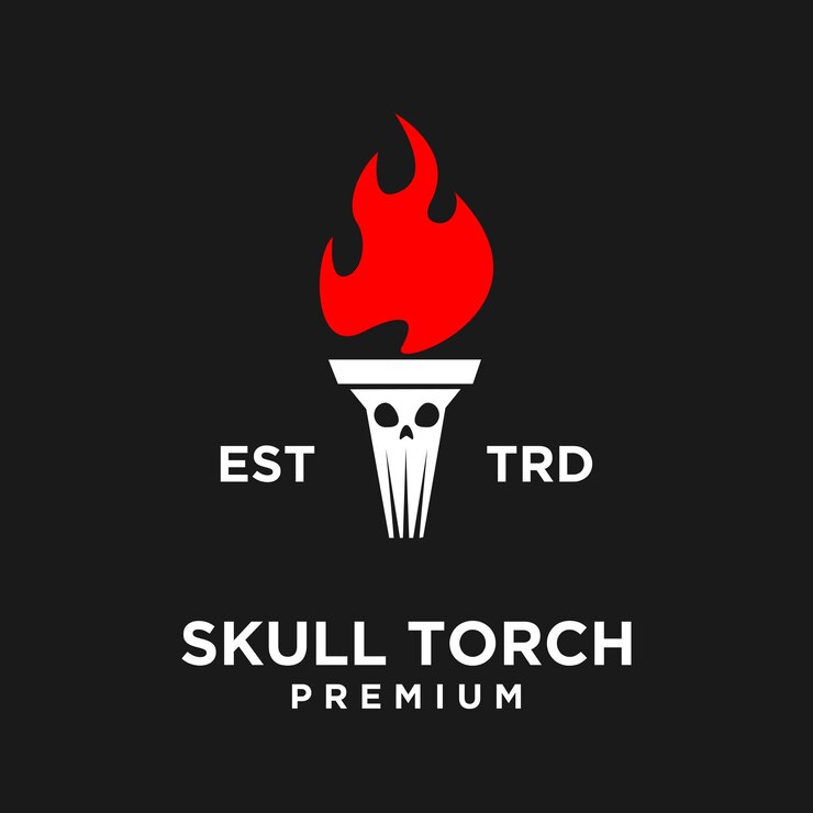 Vector cara del cráneo de la antorcha ilustración del diseño del icono del logotipo