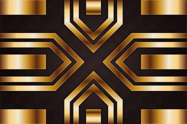 cara cruzada con fondo premium degradado negro y dorado con elementos geométricos dorados de lujo.