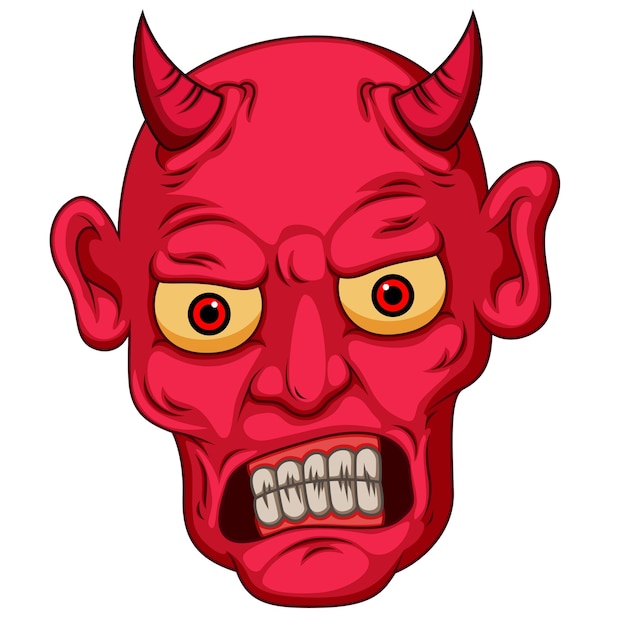 cara de diablo de estilo de dibujos animados rojos