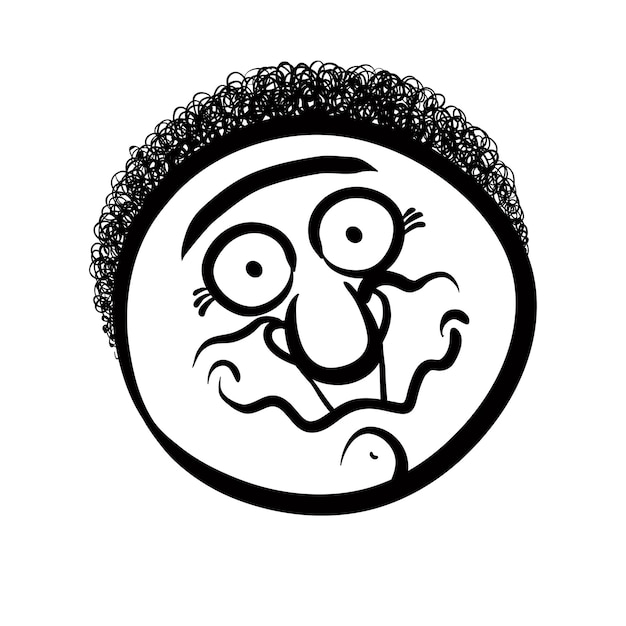 Cara de dibujos animados divertidos líneas en blanco y negro ilustración vectorial