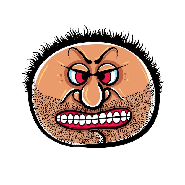 Cara de dibujos animados enojada con ilustración vectorial de paja