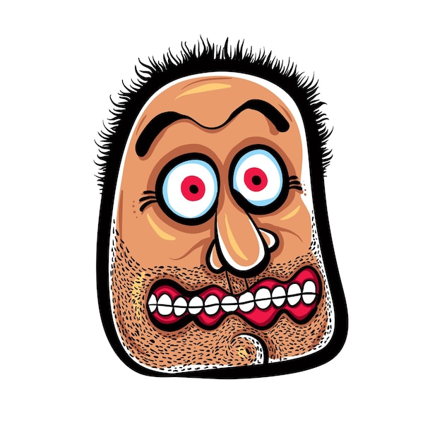 Cara de dibujos animados con ilustración vectorial de paja