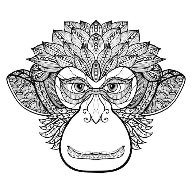 Cara del doodle del mono