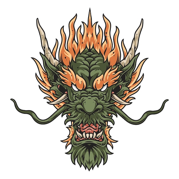 Cara de dragón amenazante logotipo colorido