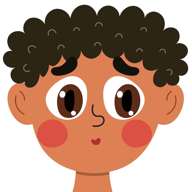 Cara de emoción tímida. clipart de niño pequeño con expresión emocional. ilustración de vector de concepto de sentimiento