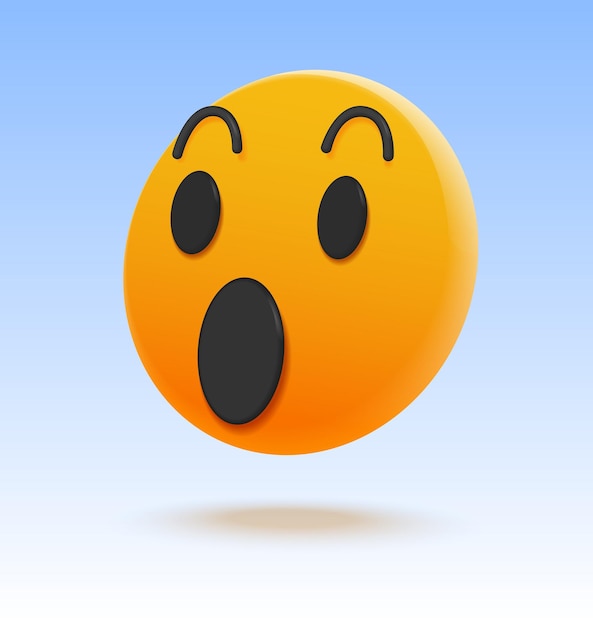 Cara emoji con boca abierta. vectores 3d