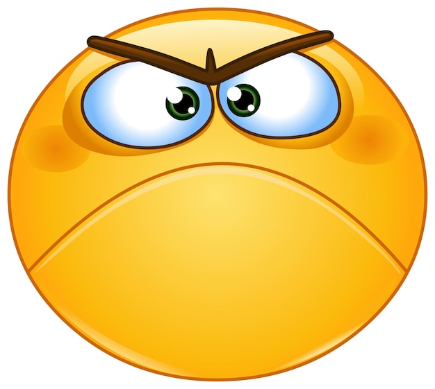 Cara de emoticon de emoji enojado y malhumorado